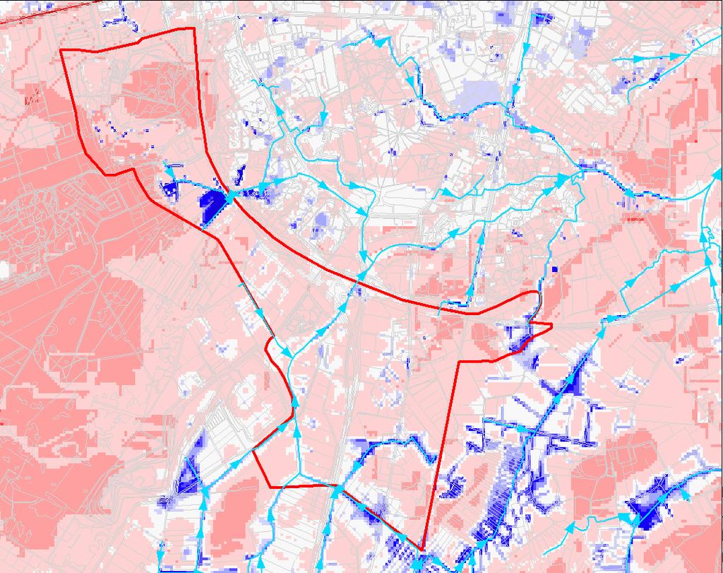 Figuur 9: Kwel en infiltratie Assen-Zuid (bron: Waterschap Hunze en Aa s). Daar waar de keileem in het beekdal van het Witterdiep ontbreekt treedt basenrijke diepe regionale kwel uit.