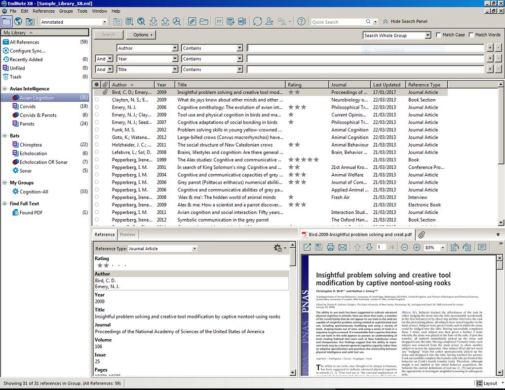 3. Referenties beheren E A B A. Groups panel B.