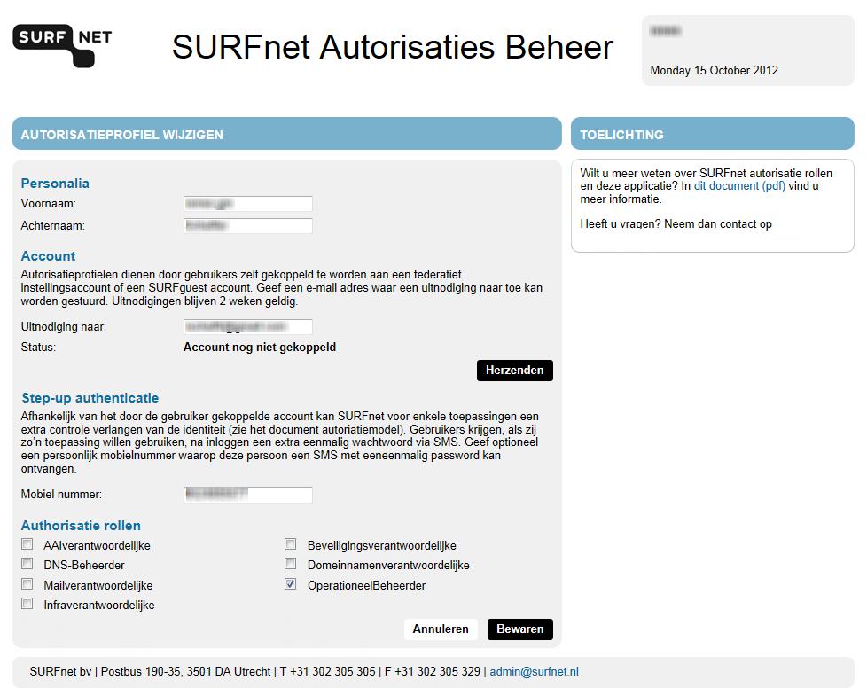 Nieuwe uitnodiging naar ander adres sturen 1. Klik op achter het account. De volgende pagina verschijnt: 2. Wijzig het emailadres in het juiste adres. 3. Klik op Bewaren.