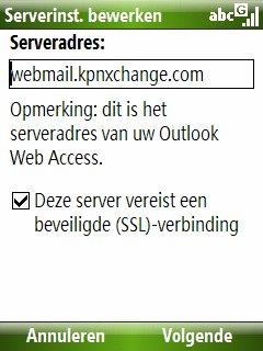 Vul bij Serveradres: in webmail.kpnxchange.