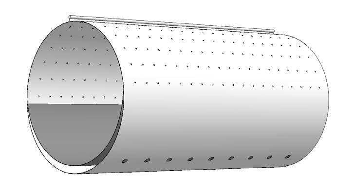 In verwarmingsmode wordt de bovenste helft van het textiele kanaal afgedekt en wordt de lucht toegevoerd via de perforatie gaten in het onderste gedeelte van het kanaal.