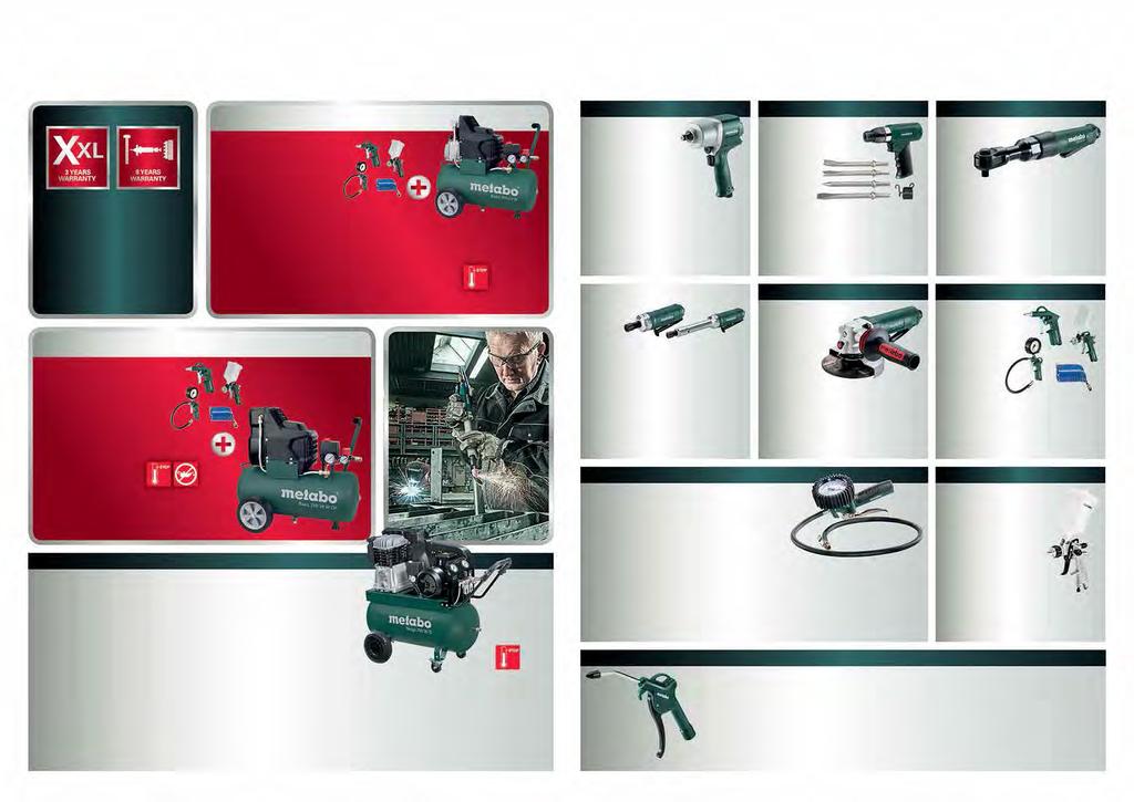 ROBUUST, KRACHTIG EN BETROUWBAAR: DE COMPRESSOREN VAN METABO. STERK, ROBUUST EN COMPACT: HET PERSLUCHTGEREEDSCHAP VAN METABO.