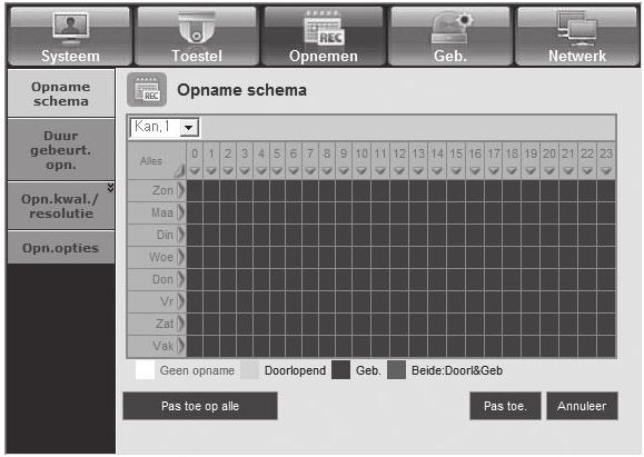 (pagina 56) Opnameschema Als u een opnameschema instelt voor een gegeven datum en