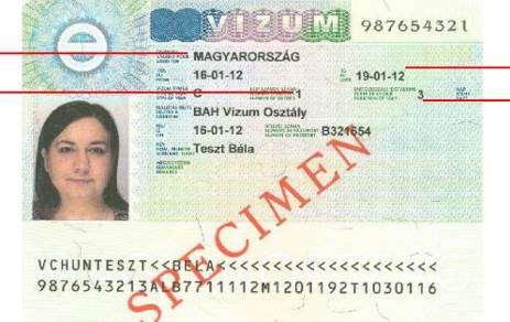 Voorbeeld: eisen gesteld aan een machineleesbaar visum (MRV) dat aan de ICAO-norm voldoet: Grondgebied Aantal binnenkomsten VIZ: