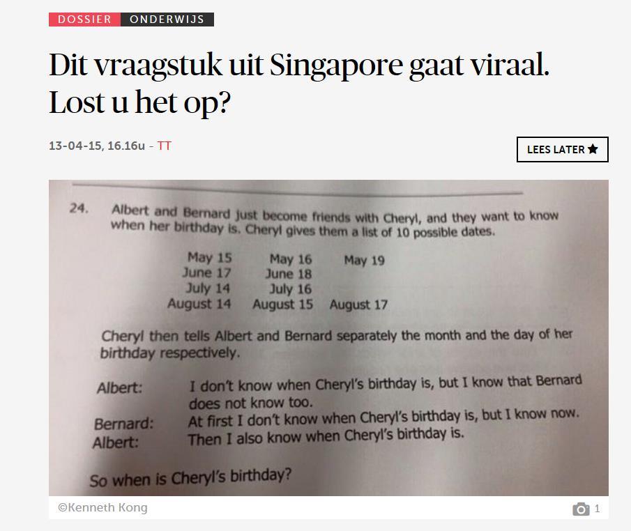 Logisch raadsel http://www.demorgen.