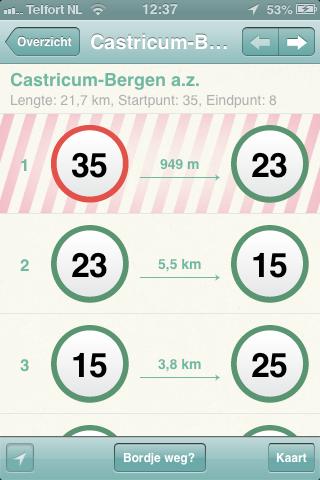 Een andere knooppunt-route-app is bijvoorbeeld Fietsknoop, en van de anwb is er de app Fietsen. Het knooppunt-route-netwerk.