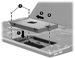 18. Til de vaste schijf (4) uit de vasteschijfruimte. U installeert als volgt een vaste schijf: 1. Plaats de vaste schijf in de vasteschijfruimte (1). 2.