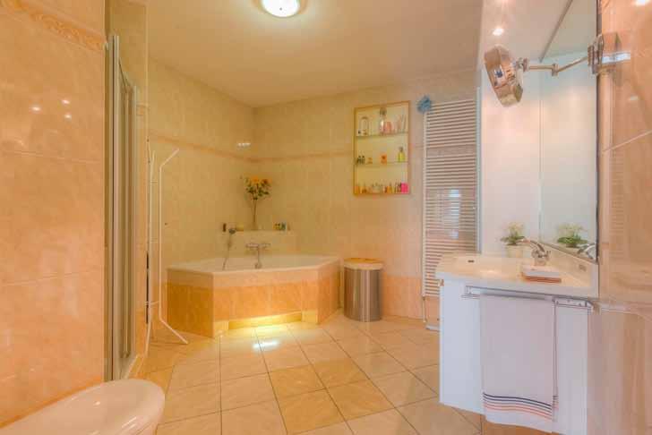De complete badkamer biedt u een ligbad, douchecabine met