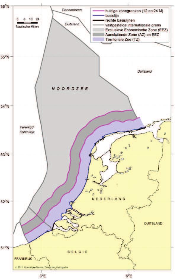 45 Binnenwateren Alle wateren aan de landzijde van de basislijn vormen de binnenwateren van een kuststaat en vallen onder de rechtsmacht van deze staat, zoals het landgebied.