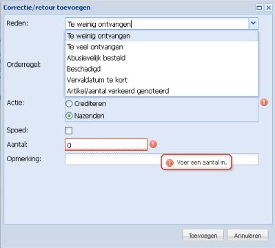 2.13 Correcties & retouren Er zijn meerdere mogelijkheden om correcties te melden.