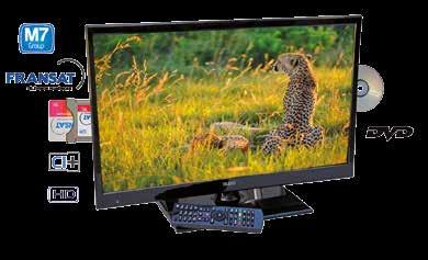 TEV24D HEVC NEW 24 HD TV voor caravans en campers met DVD-speler Ingebouwde DVB-S2 satelliet- en terrestrische DVB-T2 HEVC ontvang FRANSAT en M7 goedgekeurd met Fast Scan functie Stroomvoorziening 12