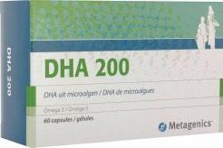 DHA 200 60C Vegetarische bron van DHA Vegetarische bron van het superonverzadigde omega 3-vetzuur docosahexaeenzuur (DHA). DHA is de voornaamste bouwsteen voor de hersenen en het oognetvlies.