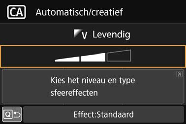 Q Quick Control Als u in de basismodi op de knop <Q> drukt, stelt u de camera in op Quick Control en kunt u de items in de tabellen op pagina's 107-108 instellen.