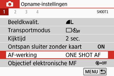 f: De AF-bediening wijzigenn U kunt de AF-bediening (automatische scherpstelling) selecteren die bij de opnameomstandigheden en het onderwerp past.