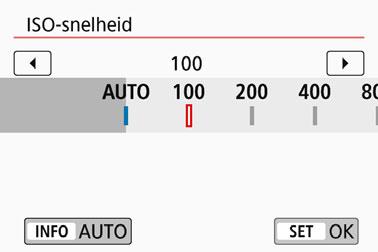 g: De ISO-snelheid instellen voor foto'sn Stel de ISO-snelheid (de lichtgevoeligheid van de beeldsensor) in op de waarde die voor het omgevingslicht gewenst is.