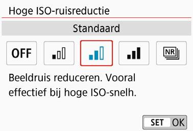 3 Ruisreductie instellenn Hoge ISO-ruisreductie Met deze functie vermindert u de ruis die in een opname ontstaat.