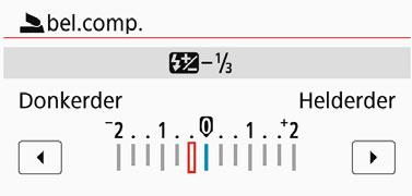 ] 4 Stel de waarde voor de compensatie in. Als de opname te donker is, drukt u de pijltjestoets <Z> in (voor een langere belichting).