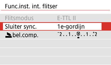 3 De flitsfunctie instellenn Het scherm met de flitsfunctie-instellingen direct weergeven Als u gebruikmaakt van de ingebouwde flitser of een externe Speedlite uit de EX-serie die compatibel is met