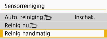 3 Handmatige sensorreinigingn Stof dat na de automatische sensorreiniging is achtergebleven, kunt u handmatig verwijderen met een in de handel verkrijgbaar blaasbuisje of een vergelijkbaar hulpmiddel.