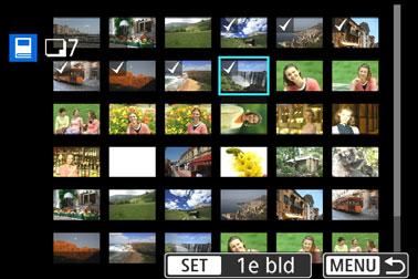 p Beelden selecteren voor een fotoboek 3 Het bereik opgeven Geef het bereik op van beelden om alle beelden binnen dit bereik in een keer selecteren voor het fotoboek. Selecteer [Selecteer reeks].