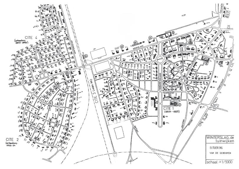 Station o In de Clos des Rosiers werden 16 woningen rond een gemeenschappelijk plein geplaatst. De doorsteken naar de achtertuinen zijn nu dichtgemaakt.
