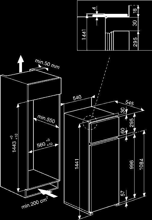 1225-1233 560 58 min 200 cm 2 1224 1126 58 KOELKASTEN