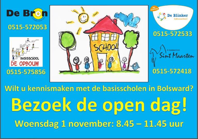 Tijdens deze open dagen kunnen ouders kennis maken met leerkrachten, een idee krijgen van de sfeer op school, de onderwijskundige mogelijkheden, de inrichting van het gebouw en de visie op opvoeding