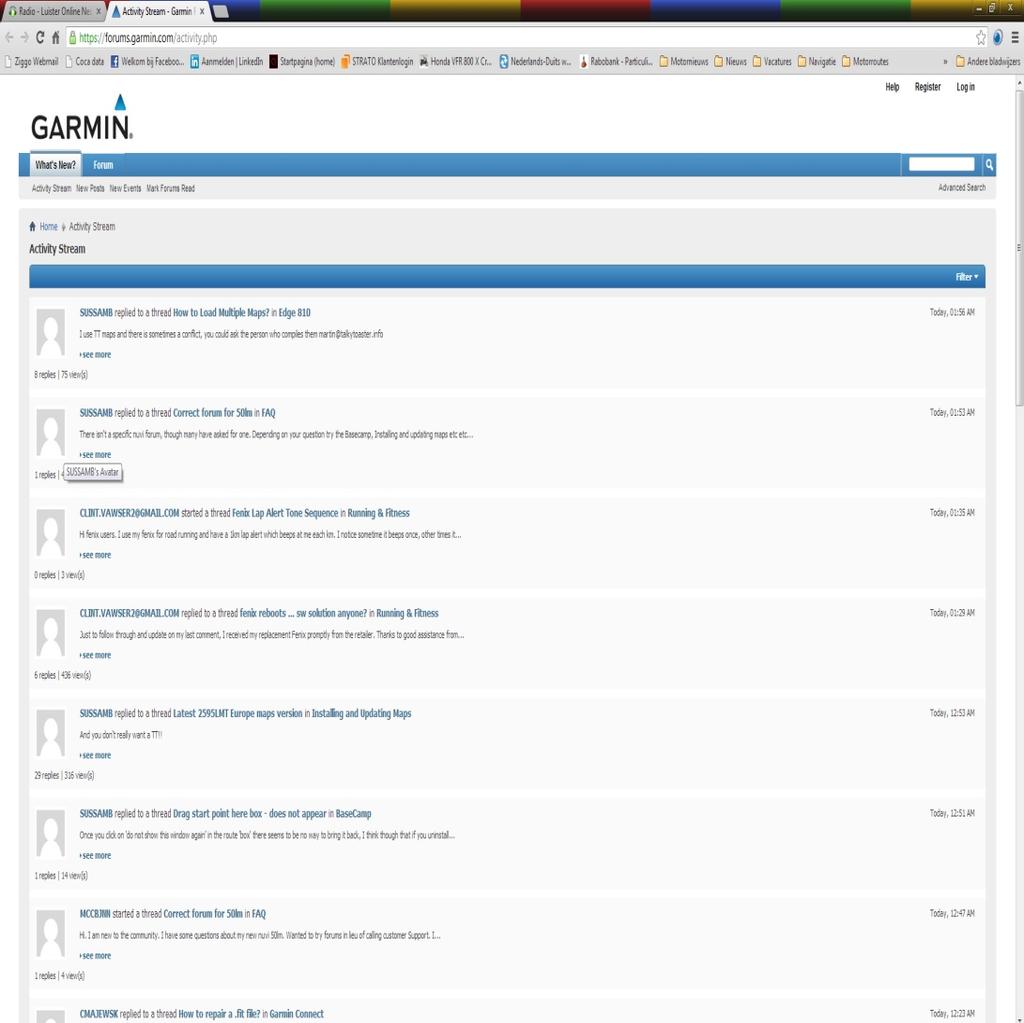 het menu Help Garmin Forums Garmin maakt nu zelf ook gebruik van zogenaamde forums, waarin je informatie met elkaar kunt delen. Open het menu Help en klik vervolgens op Garmin-forums.