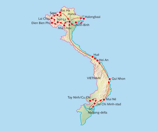 Rondreis VIETNAM - 29 dagen Parel van Indochina Reiscode: Groepsgrootte: Aantal dagen: AVT 8-18 29 Uitgebreide routebeschrijving Route Welkom Weinig landen kennen zoveel variatie als Vietnam, de