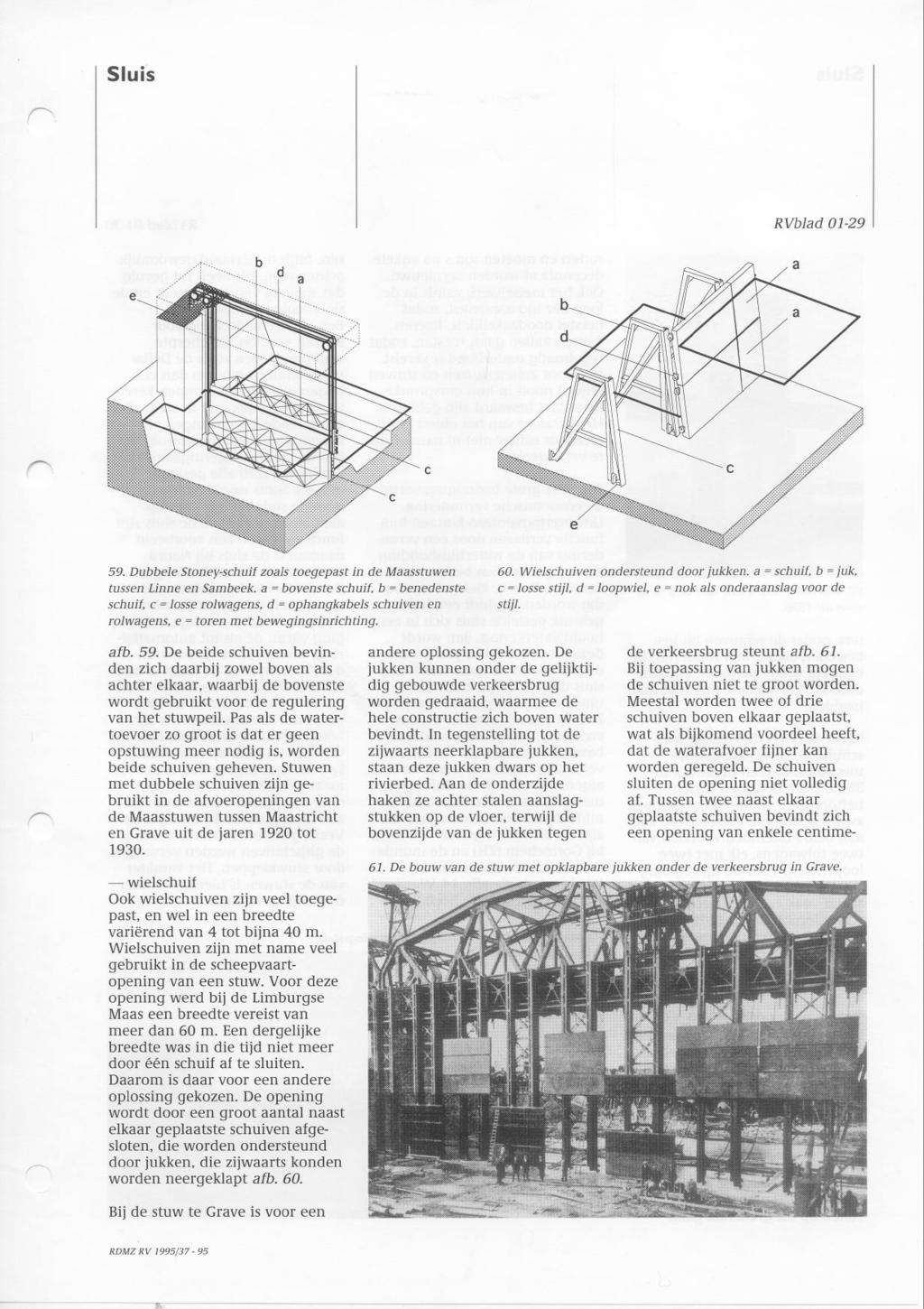 RVblad 01-29 59. Dubbele Stoney-schuif zoals toegepast in de Maasstuwen tussen Linne en Sambeek.