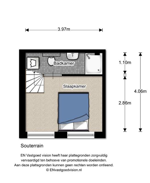 SOUTERrAIN Indeling appartement: Dit tweekamerappartement heeft de woonkamer op de begane grond. De slaapkamer en badkamer met toilet vind je in het souterrain.