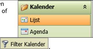 Werken met de Kalender, Vervolg Filter De Kalender is ALTIJD gefilterd. Daarmee voorkomen we dat u alle evenementen in heel Nederland in de Kalender ziet waardoor het overzicht ontbreekt.