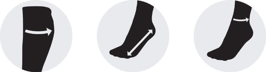 Maatkeuze Bij het bepalen van de juiste maat kous of sok zijn drie aspecten belangrijk: kuitomtrek, schoenmaat en enkelomtrek.