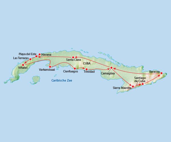 Rondreis CUBA - 21 dagen Socialisme en salsa Reiscode: Groepsgrootte: Aantal dagen: LCU 9-18 21 Uitgebreide routebeschrijving Route Welkom Met een aangenaam klimaat, overweldigende stranden en