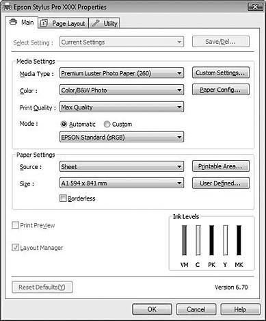 Verscheidenheid aan kleuren Opmerking: U kunt het venster van Layout Manager (Lay-outbeheer) op voorhand openen.