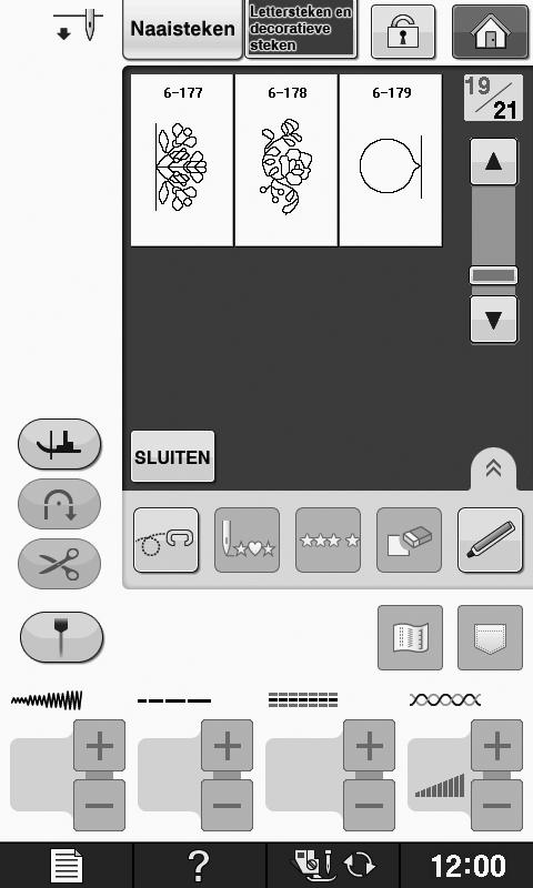 PATRONEN KIEZEN e f Als u tijdens het nien de stof duwt of trekt, kn het ptroon verkeerd uitkomen.