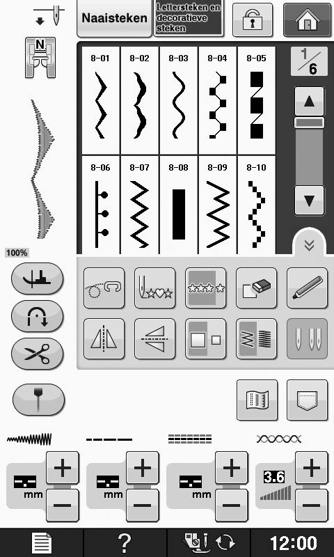 u t s r d e f l k j i m q p o n g h y x v w Nr. Disply Toetsnm Uitleg Pgin Weergvegrootte ptroon Hiermee geeft u n op welke grootte het geseleteerde ptroon wordt weergegeven.