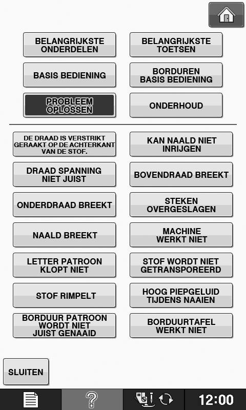 DISPLAY Geruik vn de geruiksnwijzingfuntie Druk op om het hieronder getoonde sherm te openen. Bovenn het sherm stn zes tegorieën. Door op een toets te drukken krijgt u meer informtie over die tegorie.