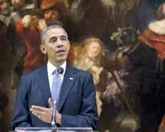 Tijdens Summit gaat expreslevering gewoon door Beelden van VS-president Obama voor de Nachtwacht van Rembrandt in het Nederlandse Rijksmuseum gingen de wereld over.