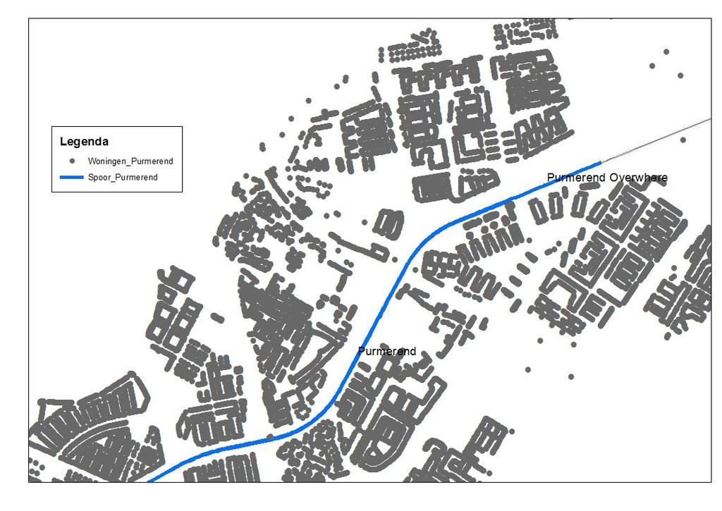 Figuur 5 Woningen rond station Purmerend (bron BAG) 6 Conclusie De resultaten laten zien dat het vervoer conform de dienstregeling 2015 zorgt voor een overschrijding van de gpp s van maximaal 1,8 db