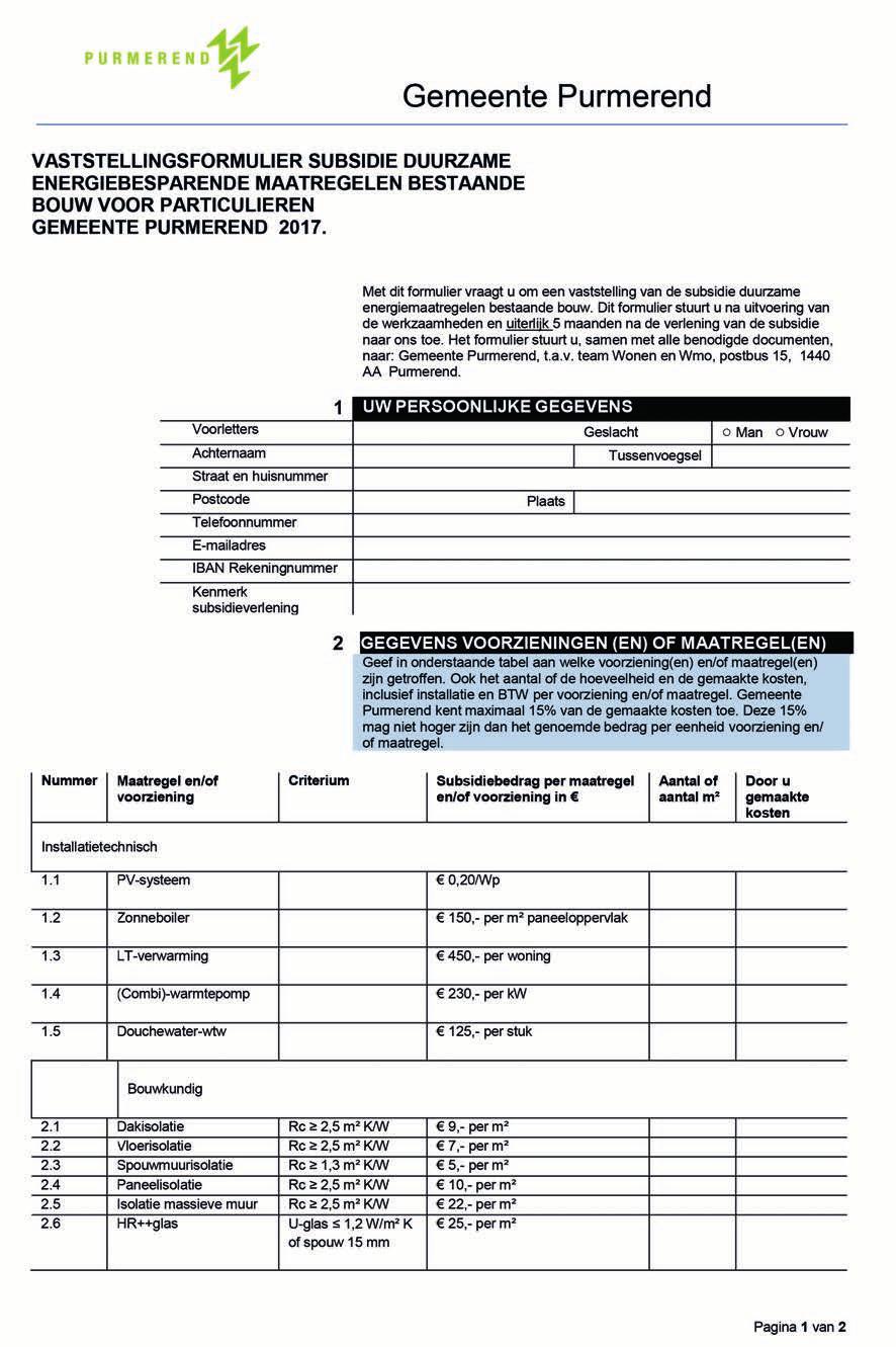 Bijlage 3 Vaststellingsformulier subsidie duurzame energiebesparende maatregelen