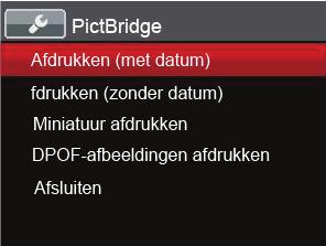Het PictBridge-menu gebruiken Nadat u op de printer de USB-modus hebt ingesteld, verschijnt het PictBridge-menu.