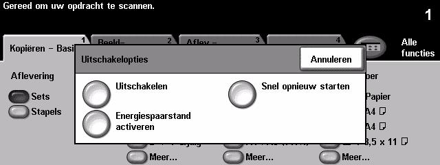 OPMERKING: Bepaalde functies van het apparaat, zoals bijvoorbeeld kopiëren en scannen, zijn eerder beschikbaar dan andere functies. 2 UIT-zetten: De AAN/UIT-schakelaar indrukken.