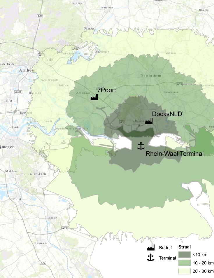 Bijlage 1 Locatie potentie Knoop EMZ Binnen het logistieke knooppunt EMZ zijn er een tweetal terreinen die als zeer geschikt bestempeld zijn voor XXL-Logistiek, waarbij de locatie 7Poort in het