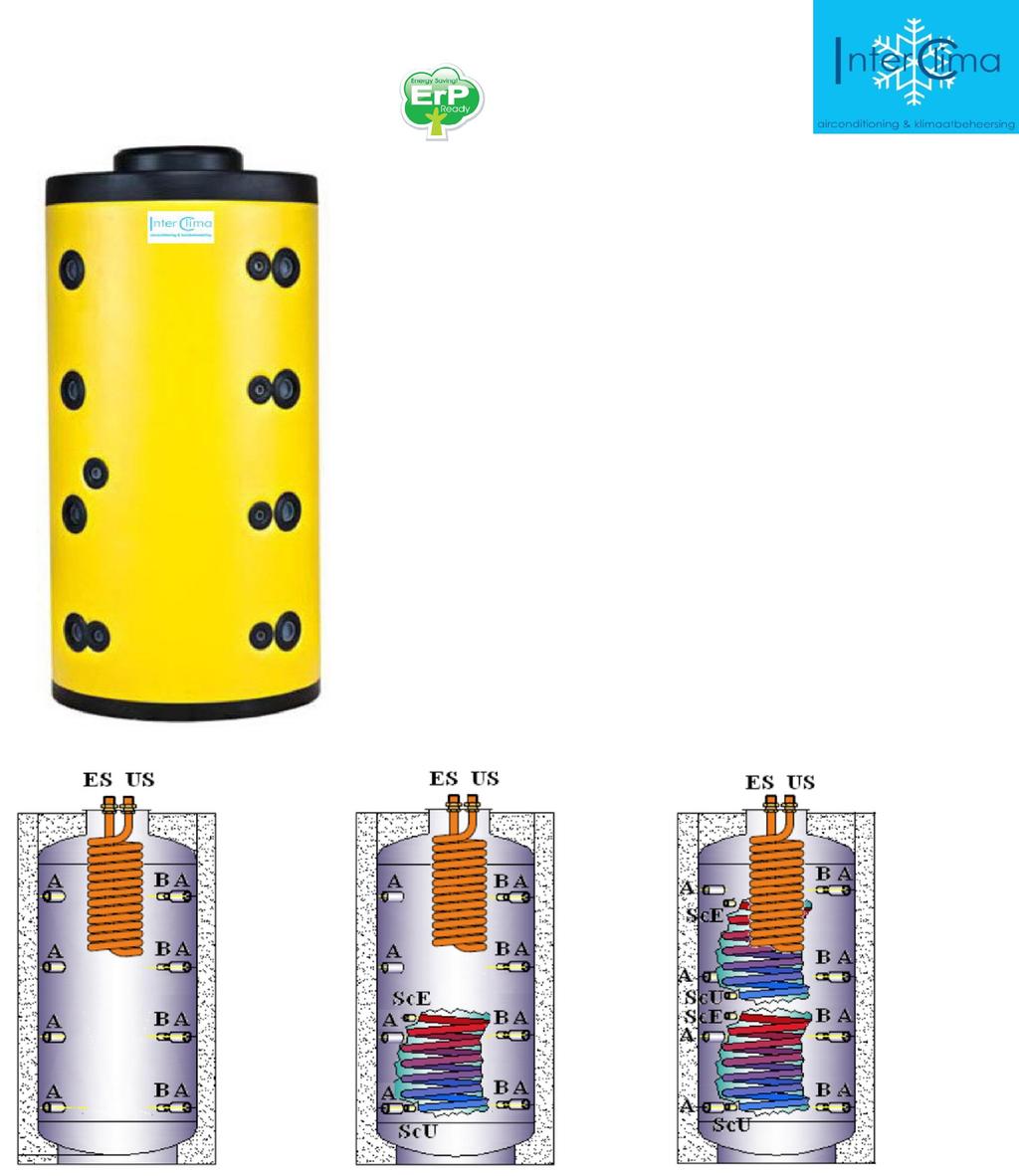 9.0 CV WATER BUFFERVAT met DRINKWATER SPIRAAL voorzien van ISOLATIE (RM) - Koolstofstaal buffervat voor CV-water met polyurethane isolatie - Polyurethane isolatie (55 mm) 300-500 ltr - PLFH isolatie