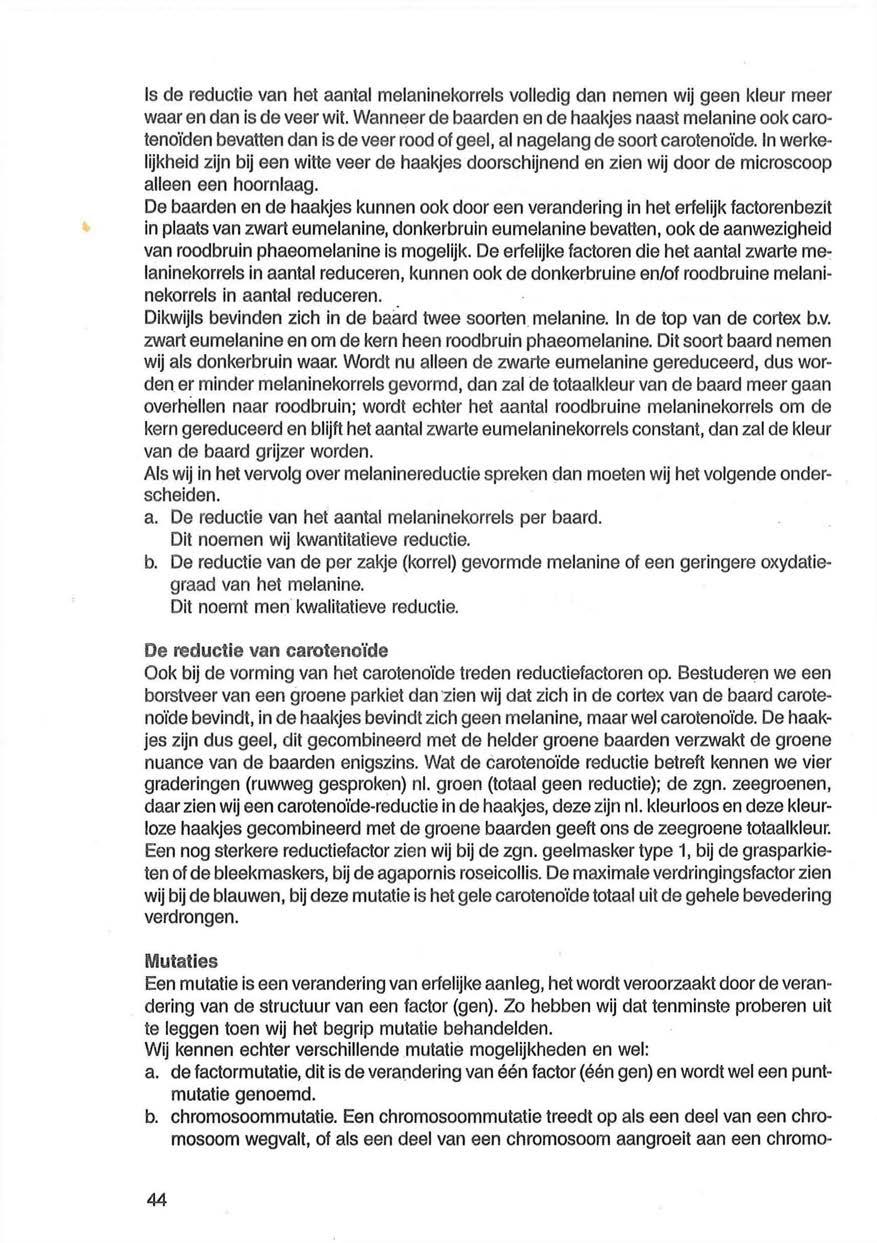 Is de reductie van het aantal melaninekorrels volledig dan nemen wij geen kleur meer waar en dan is de veer wit.