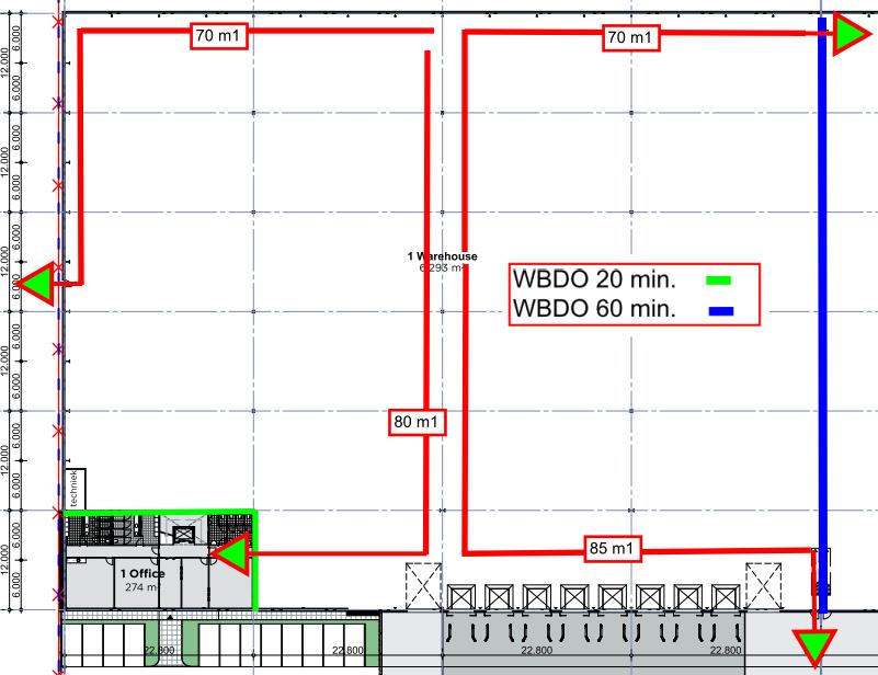 10.5 Loopafstand warehouses Figuur 12: vluchtafstanden