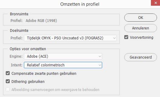 Stap 2 Kleurconversie in Photoshop CS/CC 2.