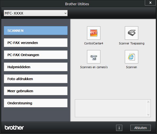 a Tik of klik op Brother Utilities (Brotherhulpprogramma s) op het startscherm of het bureaublad.