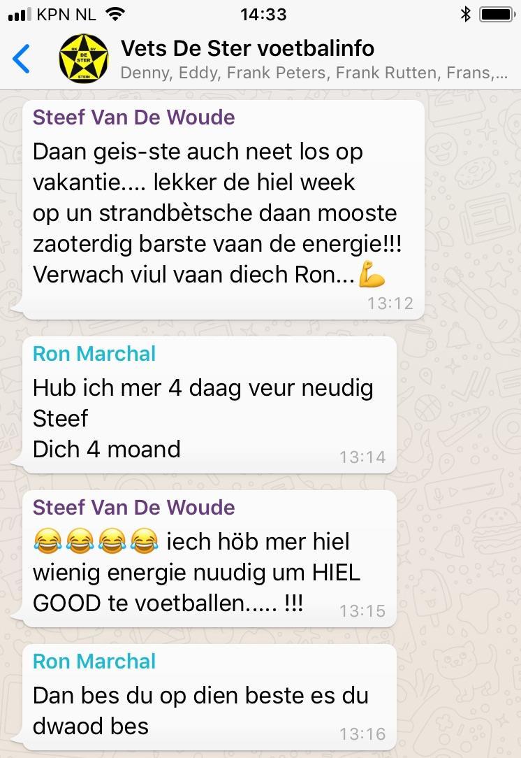 van die foto ontsjting un discussie tusje Ron en Steef euver de